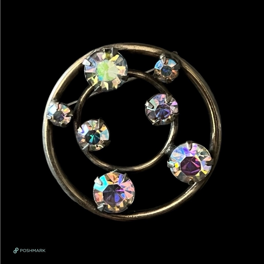💖 Aurora Borealis Rhinestone Swirl Brooch 💖